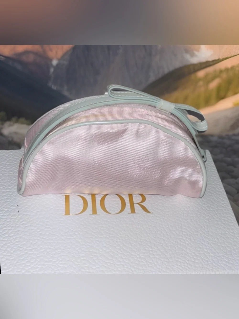 Christian Dior Pink/White Nylon #2 Trousse with Patent Bow Detail - Picture 4 of 10